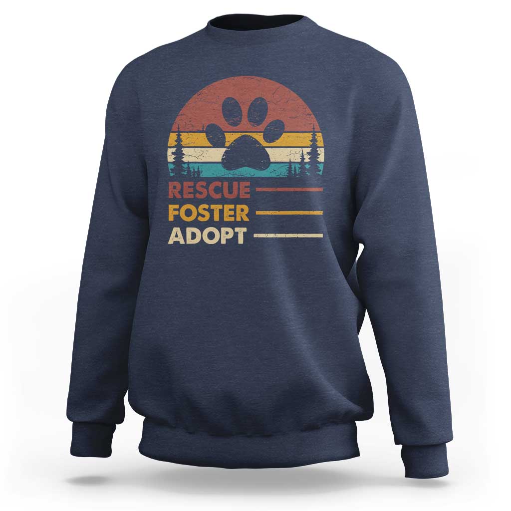 Rescue Dog Sweatshirt Retro Adopt Rescue Foster Animal Shelter Volunteer - Wonder Print Shop