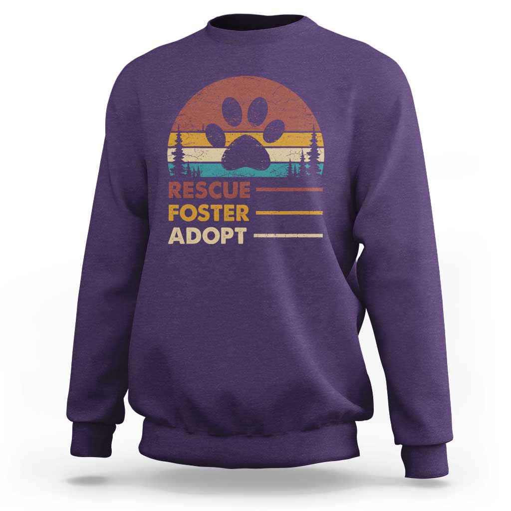 Rescue Dog Sweatshirt Retro Adopt Rescue Foster Animal Shelter Volunteer - Wonder Print Shop
