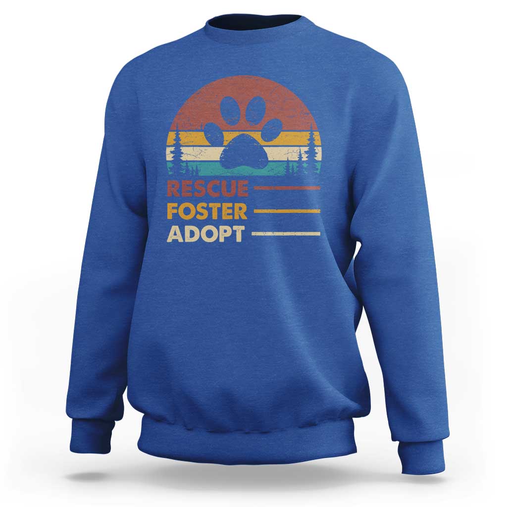 Rescue Dog Sweatshirt Retro Adopt Rescue Foster Animal Shelter Volunteer - Wonder Print Shop