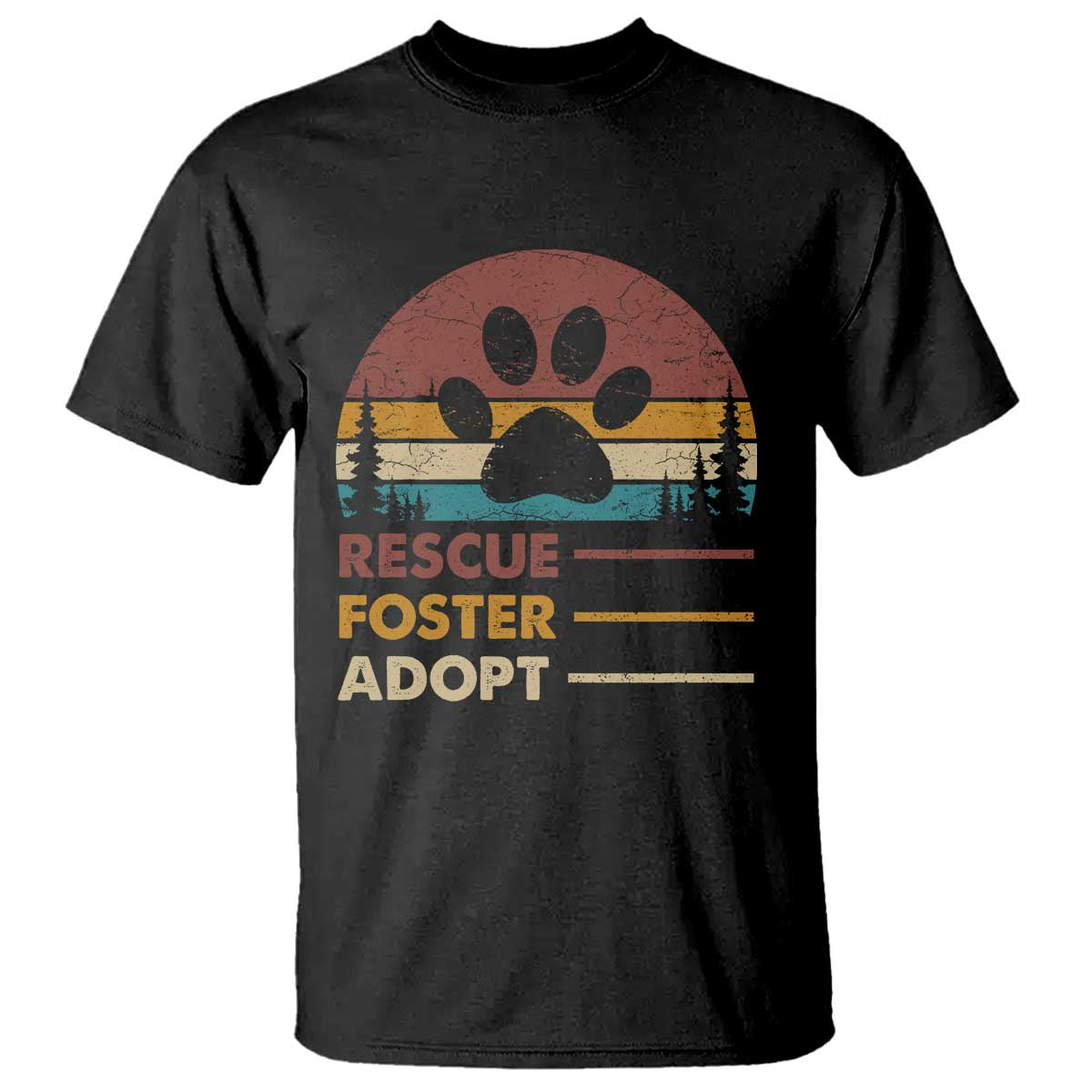 Rescue Dog T Shirt Retro Adopt Rescue Foster Animal Shelter Volunteer - Wonder Print Shop