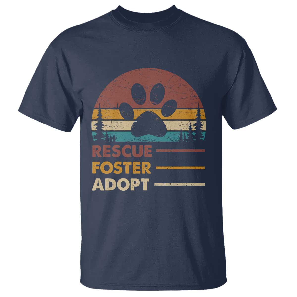 Rescue Dog T Shirt Retro Adopt Rescue Foster Animal Shelter Volunteer - Wonder Print Shop