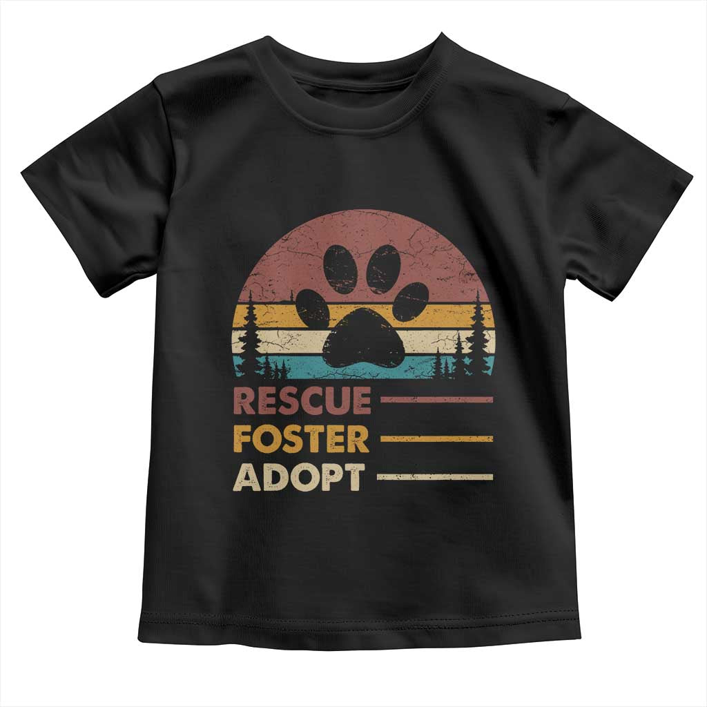 Rescue Dog Toddler T Shirt Retro Adopt Rescue Foster Animal Shelter Volunteer - Wonder Print Shop