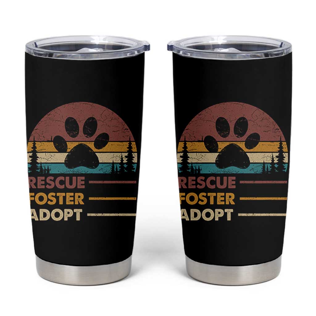 Rescue Dog Tumbler Cup Retro Adopt Rescue Foster Animal Shelter Volunteer - Wonder Print Shop