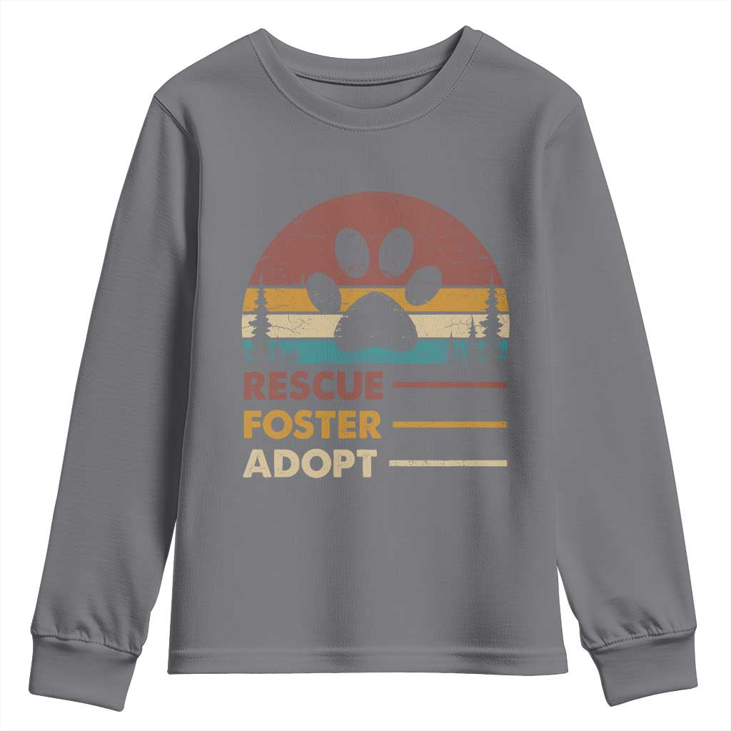 Rescue Dog Youth Sweatshirt Retro Adopt Rescue Foster Animal Shelter Volunteer - Wonder Print Shop