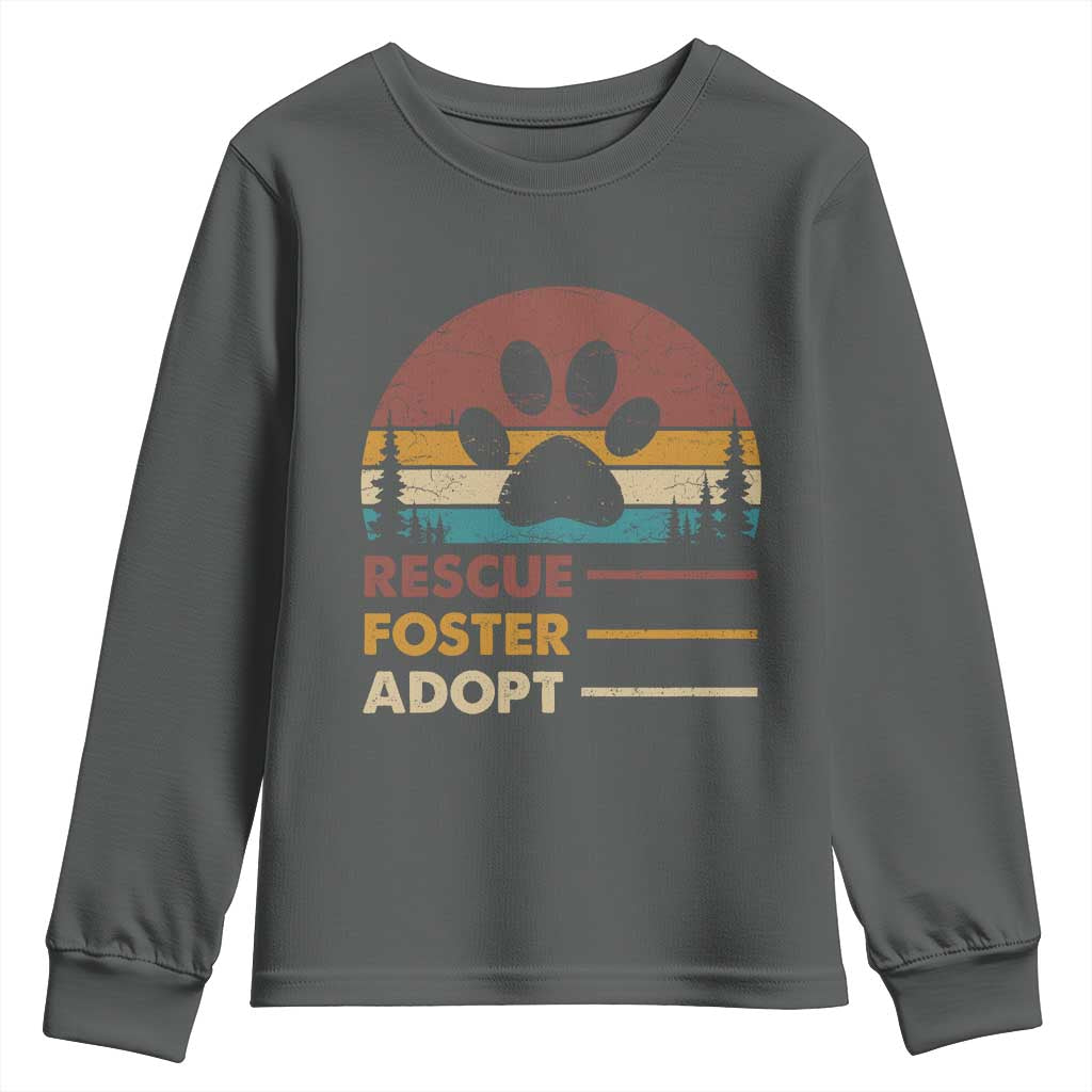 Rescue Dog Youth Sweatshirt Retro Adopt Rescue Foster Animal Shelter Volunteer - Wonder Print Shop