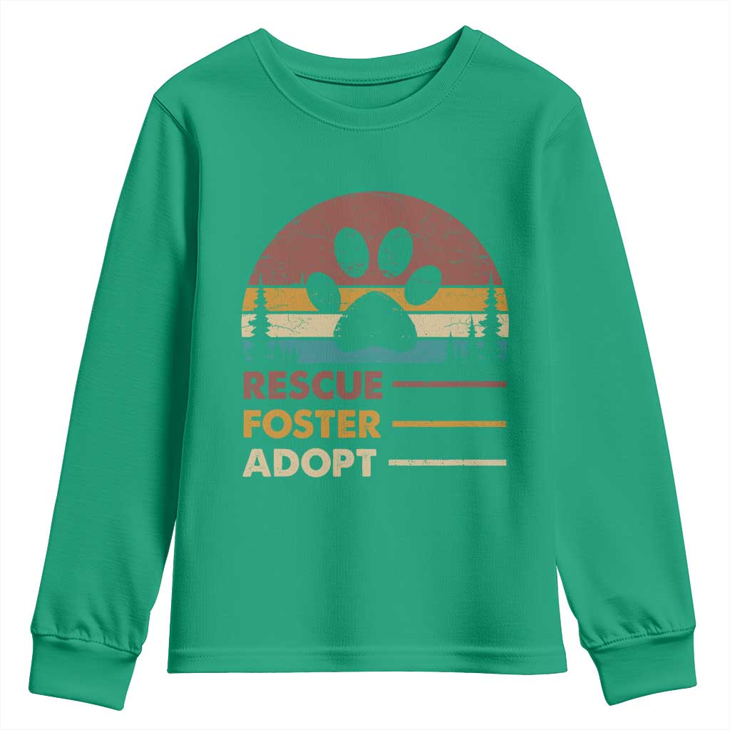 Rescue Dog Youth Sweatshirt Retro Adopt Rescue Foster Animal Shelter Volunteer - Wonder Print Shop