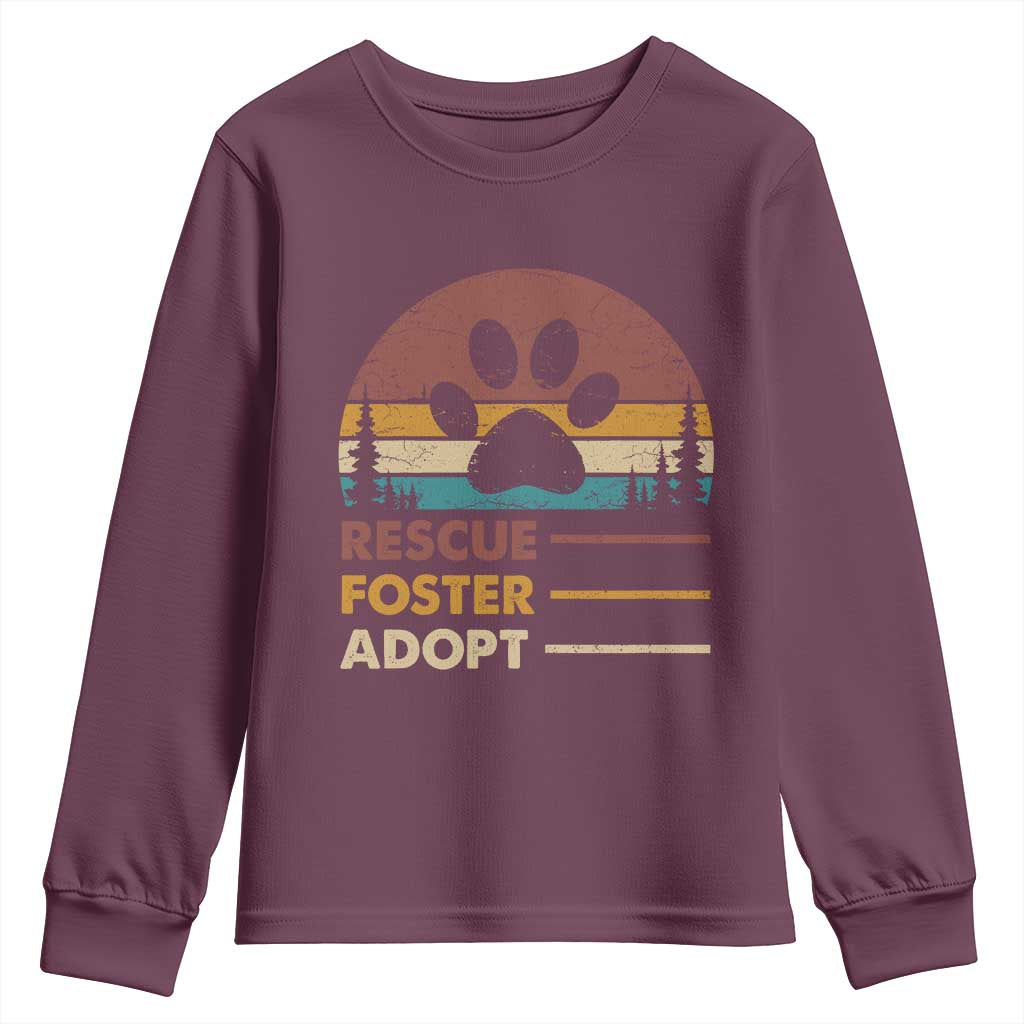 Rescue Dog Youth Sweatshirt Retro Adopt Rescue Foster Animal Shelter Volunteer - Wonder Print Shop
