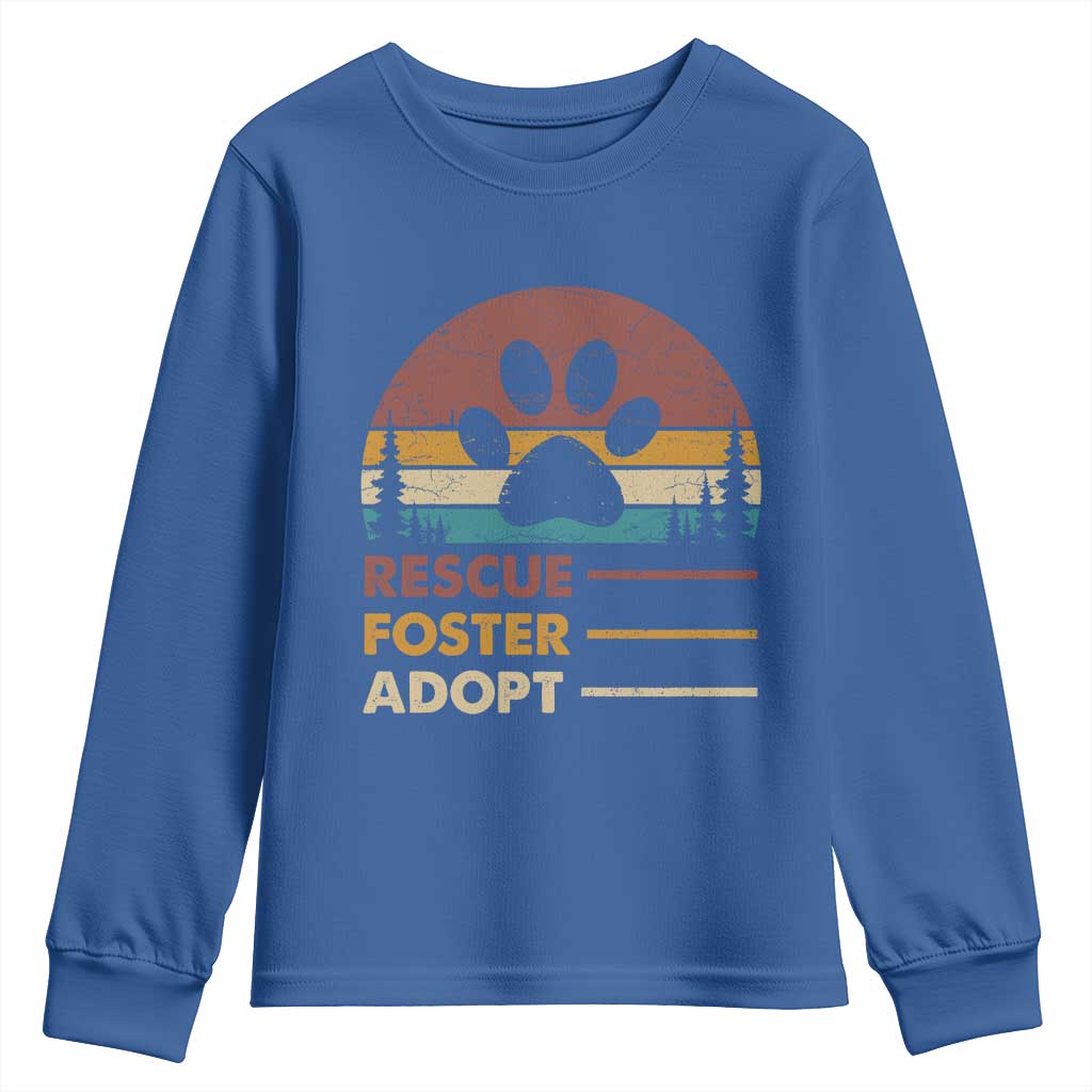 Rescue Dog Youth Sweatshirt Retro Adopt Rescue Foster Animal Shelter Volunteer - Wonder Print Shop