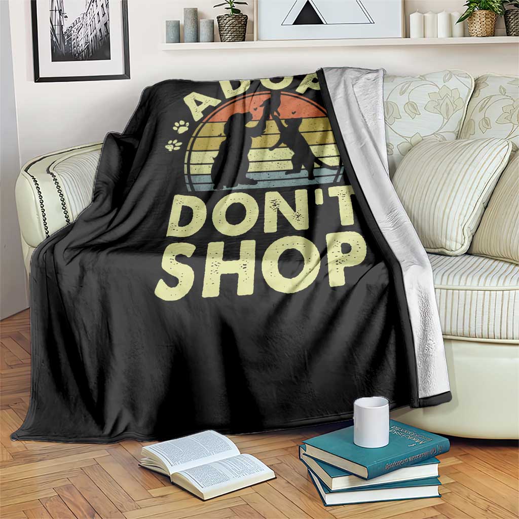 Adopt Dont Shop Throw Blanket Vintage Retro Cat Dog Rescue Animal Lovers Shelter Volunteer - Wonder Print Shop