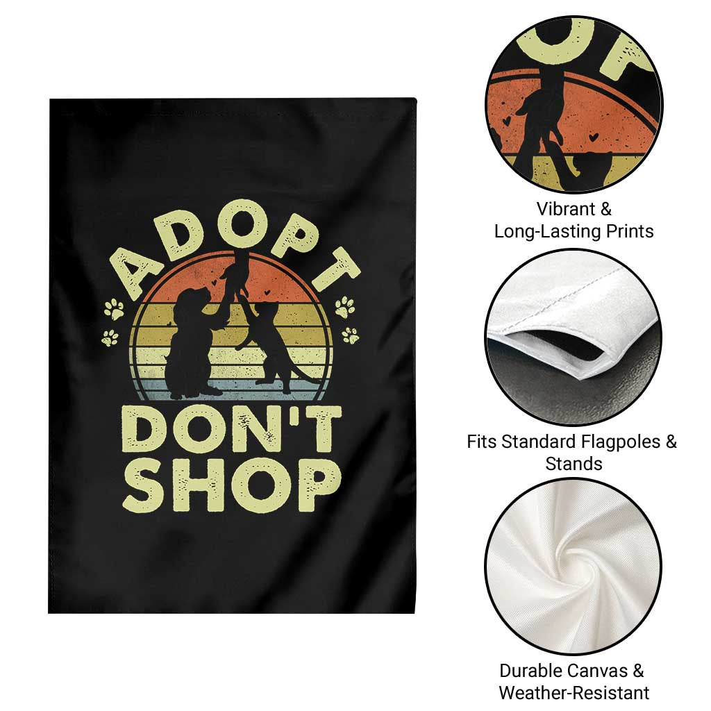 Adopt Dont Shop Garden Flag Vintage Retro Cat Dog Rescue Animal Lovers Shelter Volunteer - Wonder Print Shop