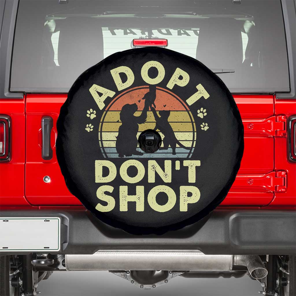 Adopt Dont Shop Spare Tire Cover Vintage Retro Cat Dog Rescue Animal Lovers Shelter Volunteer - Wonder Print Shop