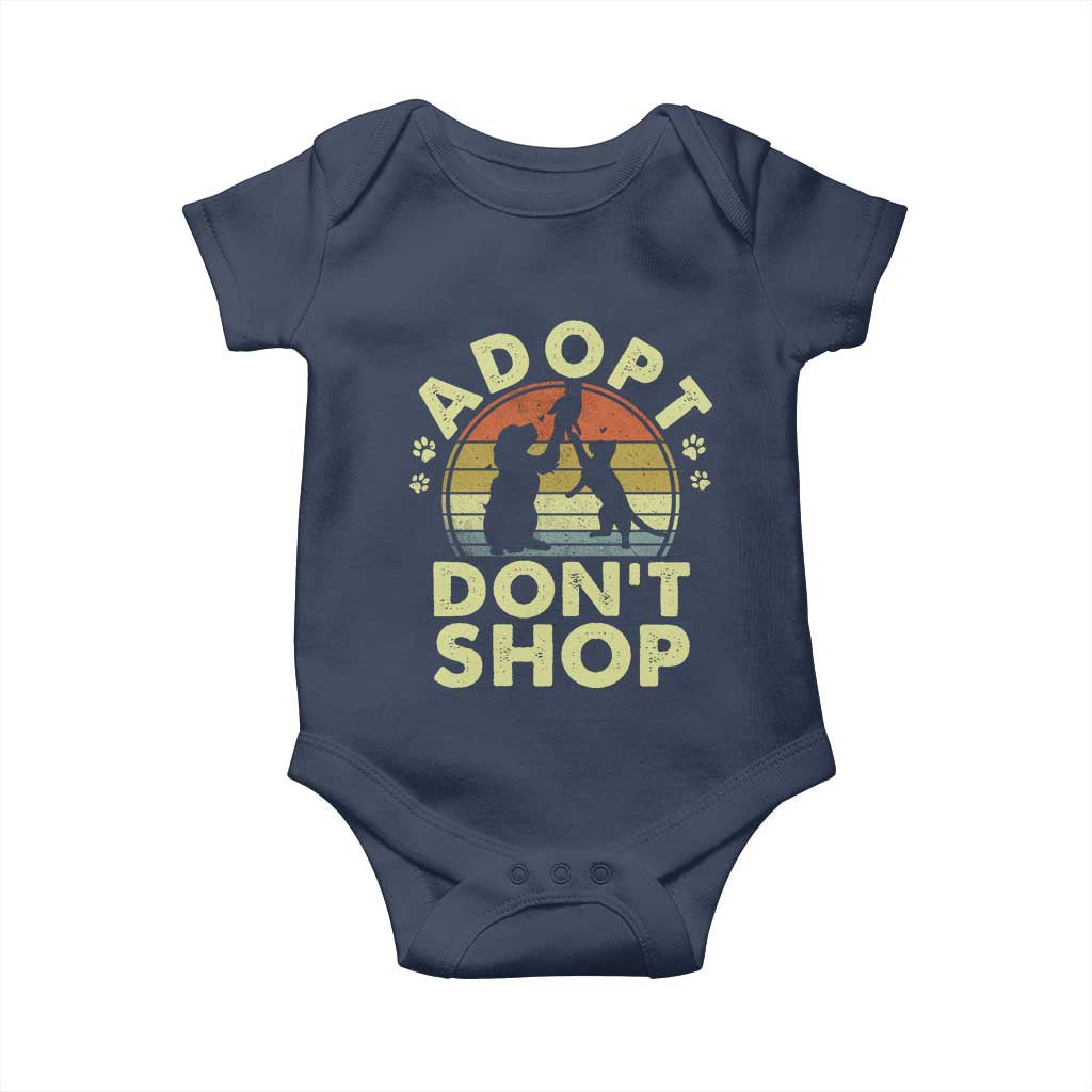 Adopt Dont Shop Baby Onesie Vintage Retro Cat Dog Rescue Animal Lovers Shelter Volunteer - Wonder Print Shop