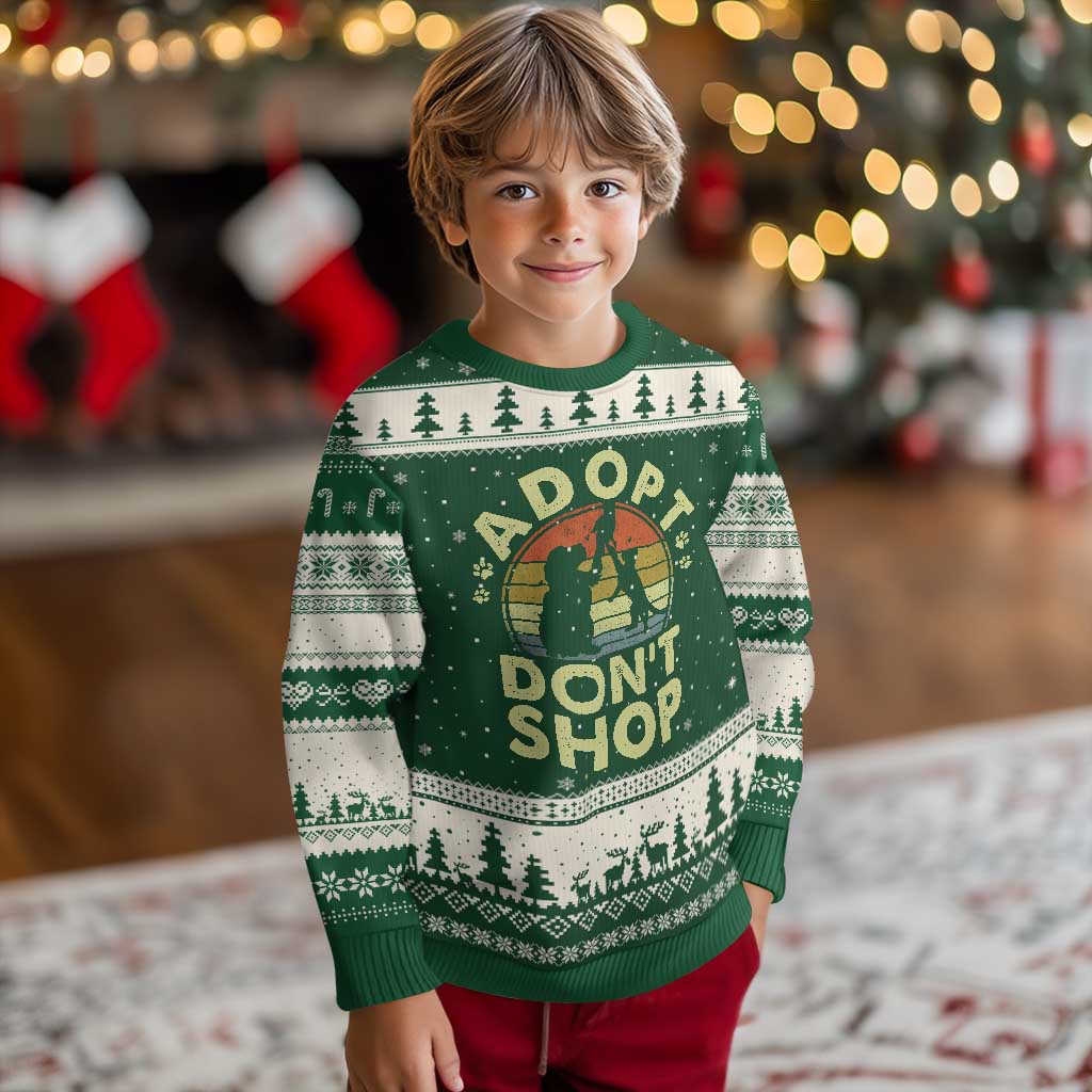 Adopt Dont Shop Ugly Christmas Sweater Vintage Retro Cat Dog Rescue Animal Lovers Shelter Volunteer - Wonder Print Shop