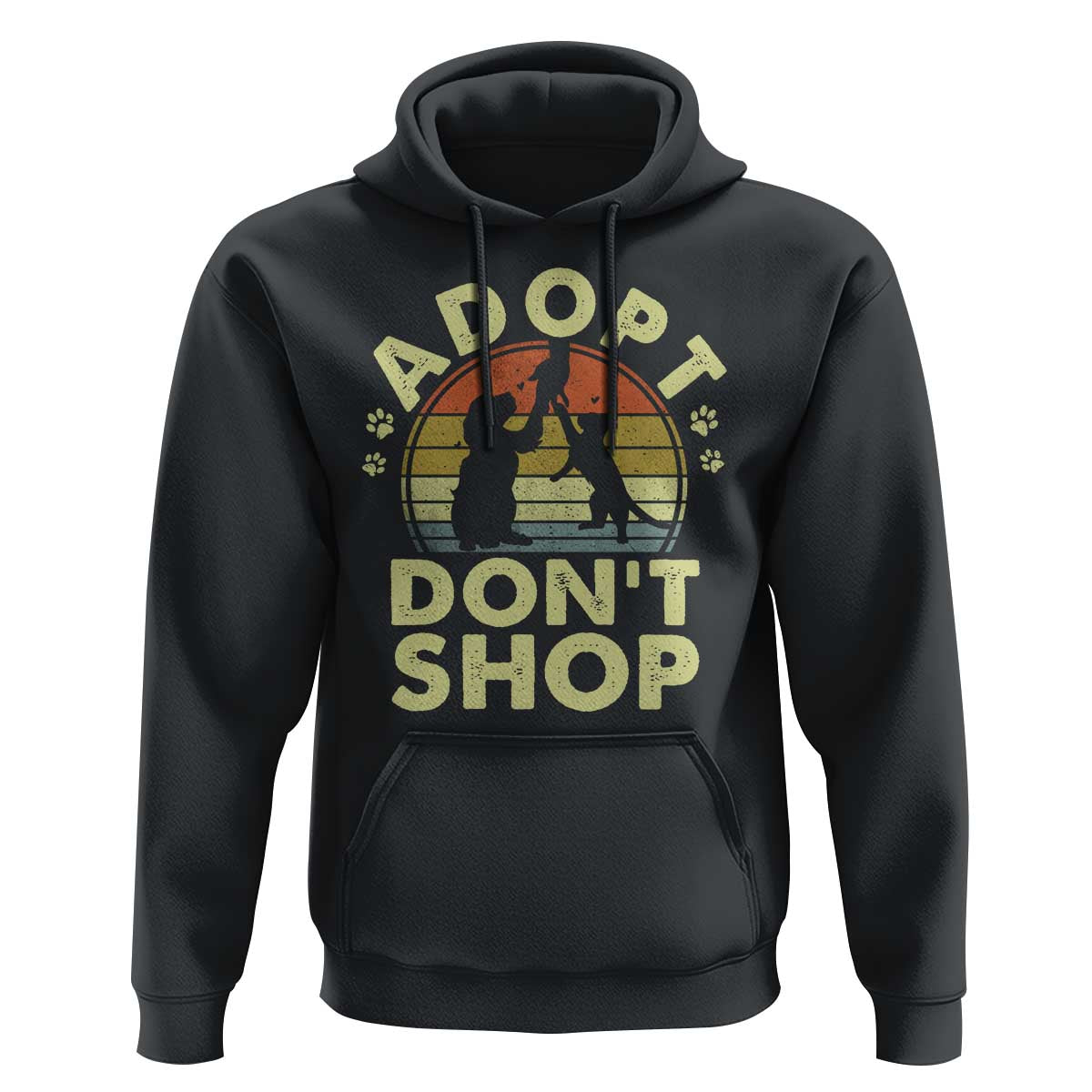 Adopt Dont Shop Hoodie Vintage Retro Cat Dog Rescue Animal Lovers Shelter Volunteer - Wonder Print Shop