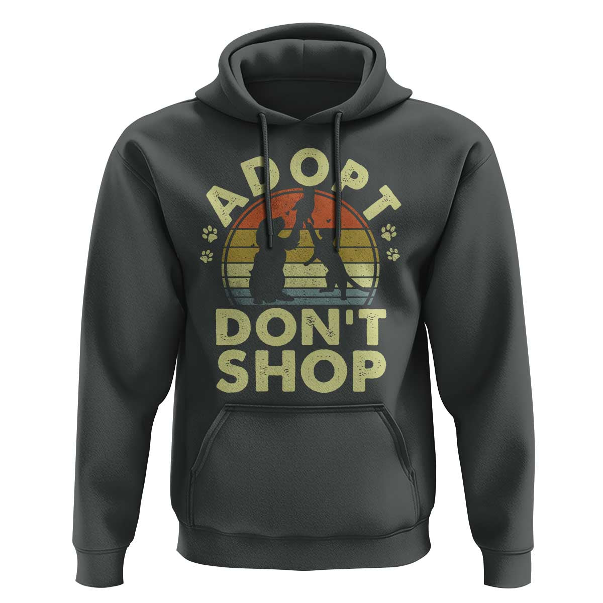 Adopt Dont Shop Hoodie Vintage Retro Cat Dog Rescue Animal Lovers Shelter Volunteer - Wonder Print Shop