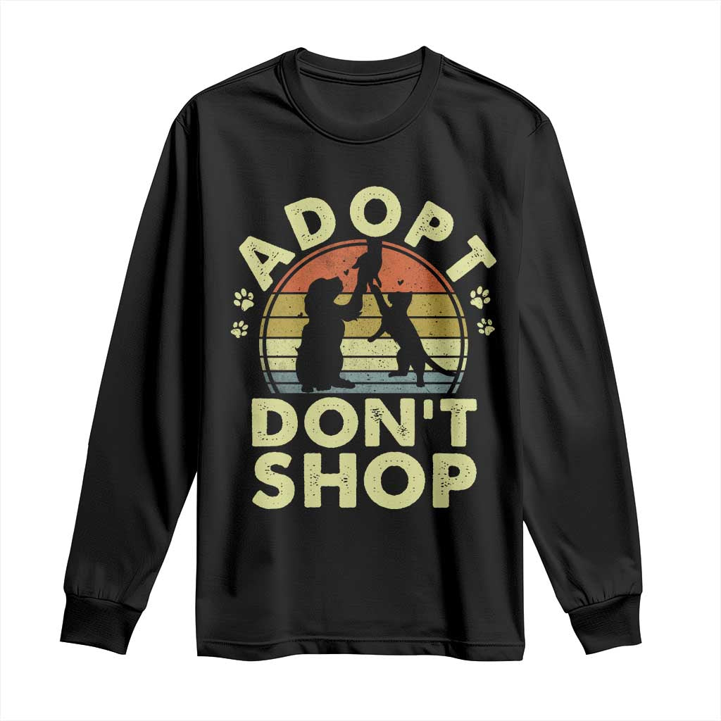 Adopt Dont Shop Long Sleeve Shirt Vintage Retro Cat Dog Rescue Animal Lovers Shelter Volunteer - Wonder Print Shop