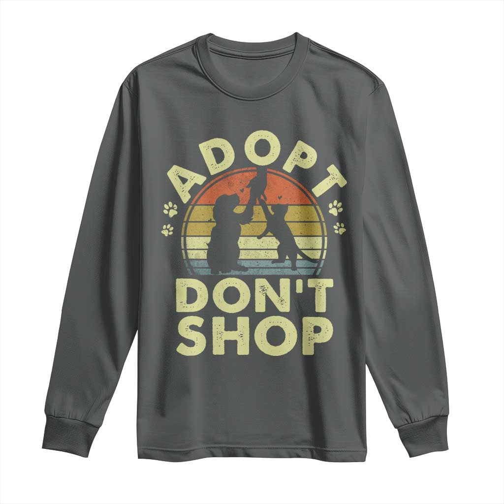 Adopt Dont Shop Long Sleeve Shirt Vintage Retro Cat Dog Rescue Animal Lovers Shelter Volunteer - Wonder Print Shop