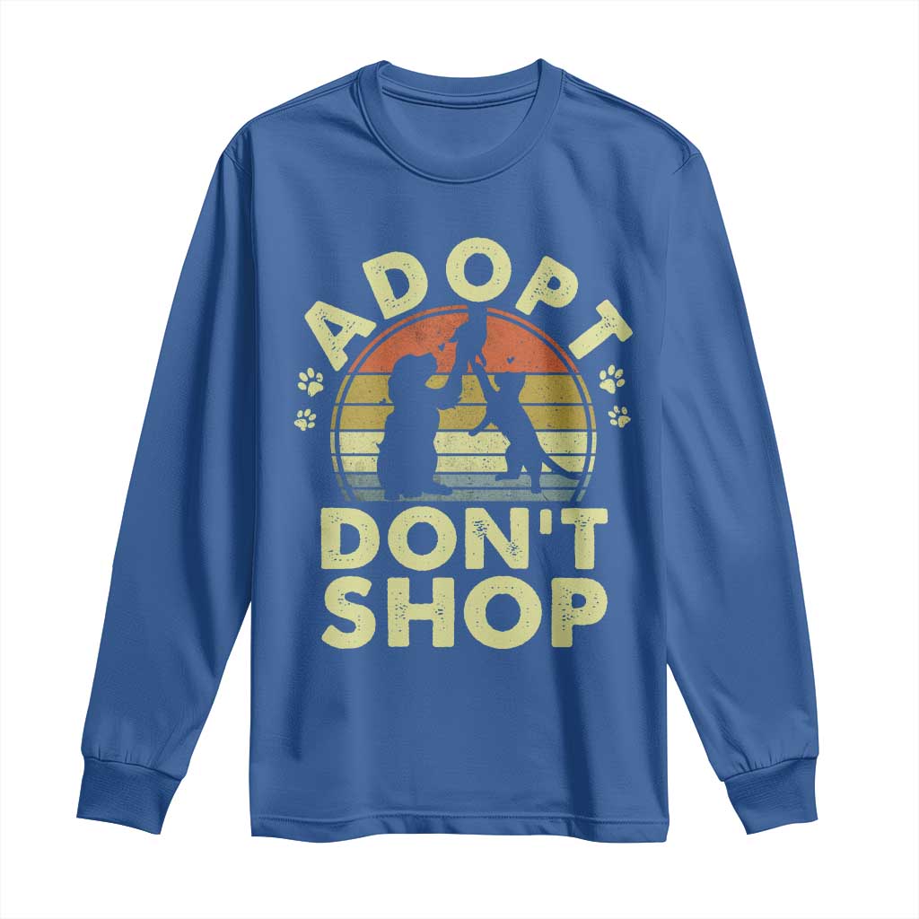 Adopt Dont Shop Long Sleeve Shirt Vintage Retro Cat Dog Rescue Animal Lovers Shelter Volunteer - Wonder Print Shop