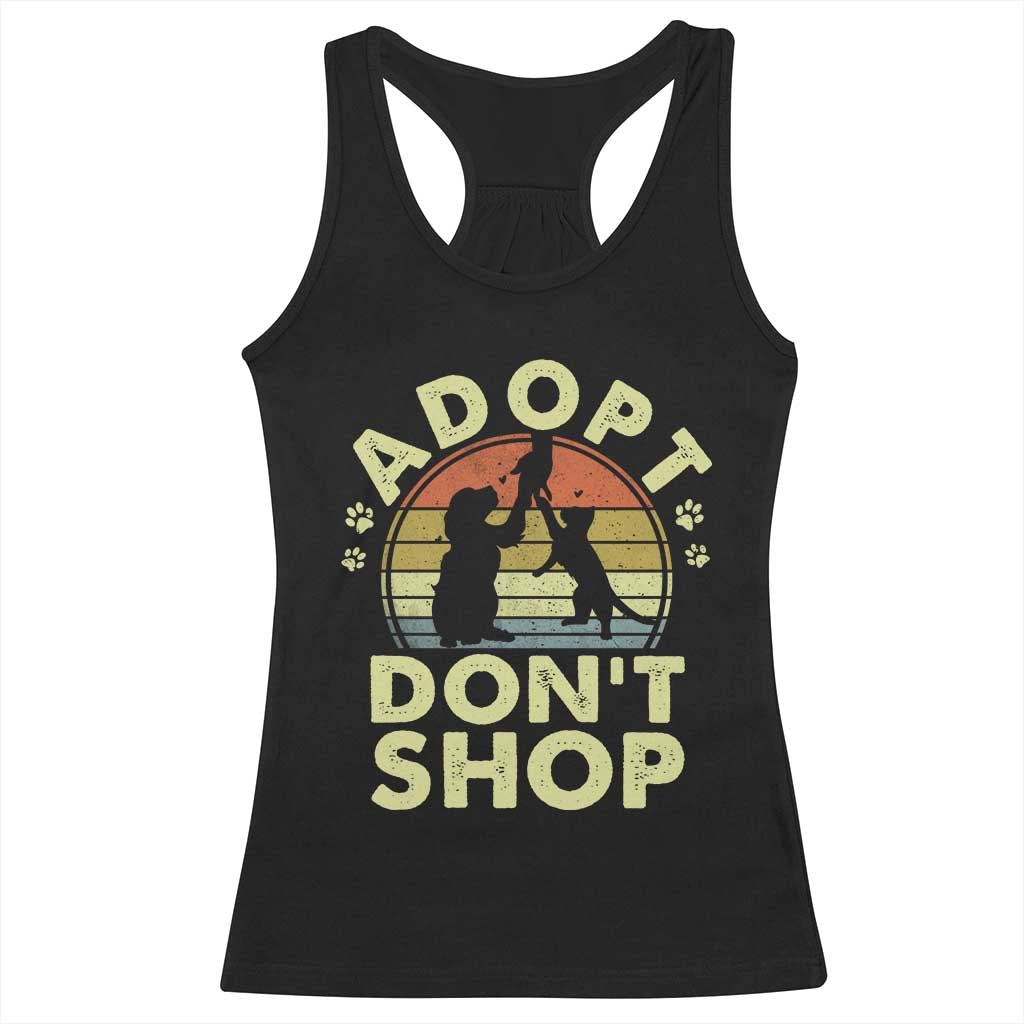 Adopt Dont Shop Racerback Tank Top Vintage Retro Cat Dog Rescue Animal Lovers Shelter Volunteer - Wonder Print Shop