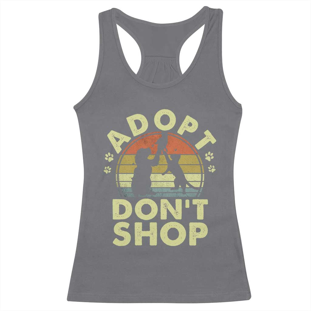 Adopt Dont Shop Racerback Tank Top Vintage Retro Cat Dog Rescue Animal Lovers Shelter Volunteer - Wonder Print Shop