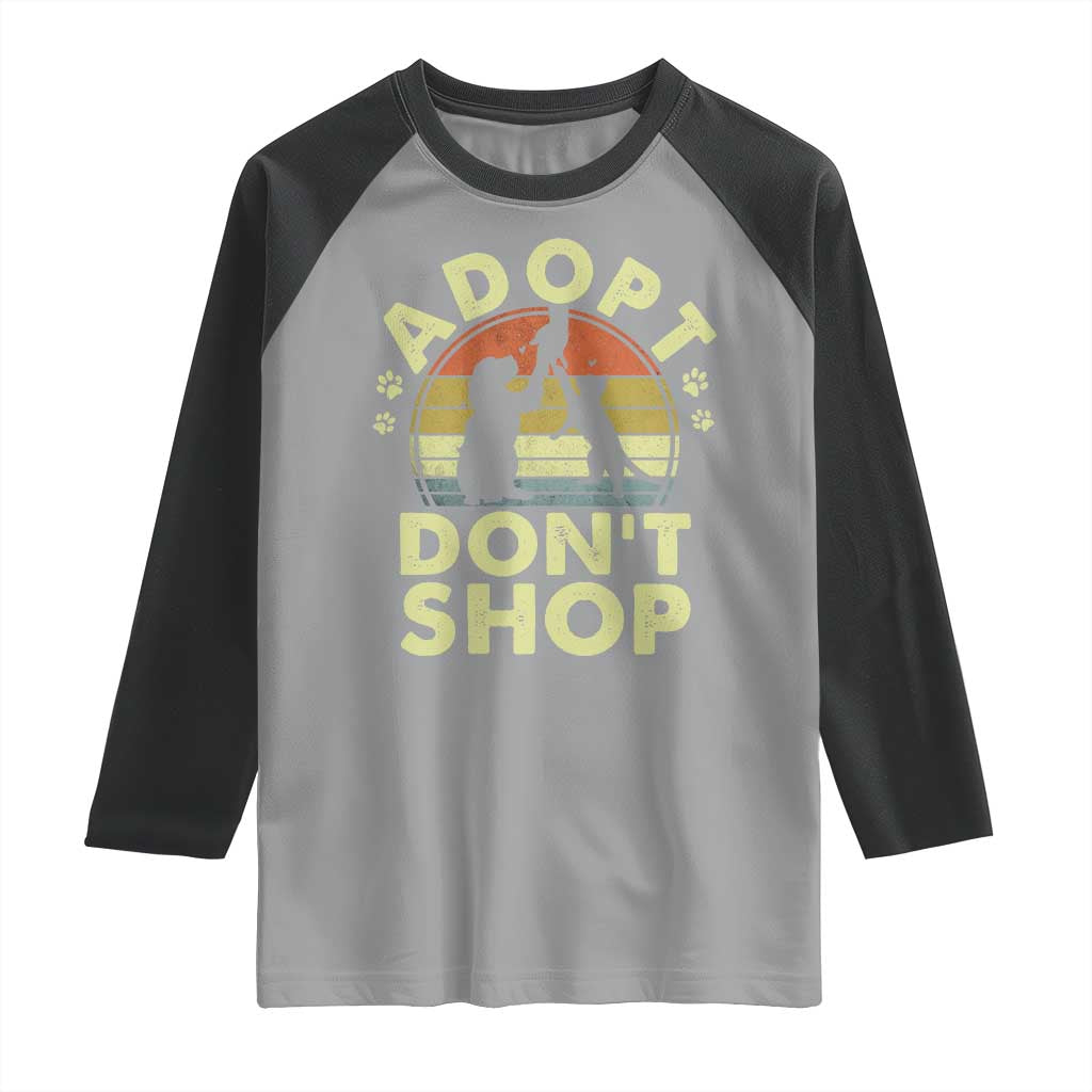 Adopt Dont Shop Raglan Shirt Vintage Retro Cat Dog Rescue Animal Lovers Shelter Volunteer - Wonder Print Shop