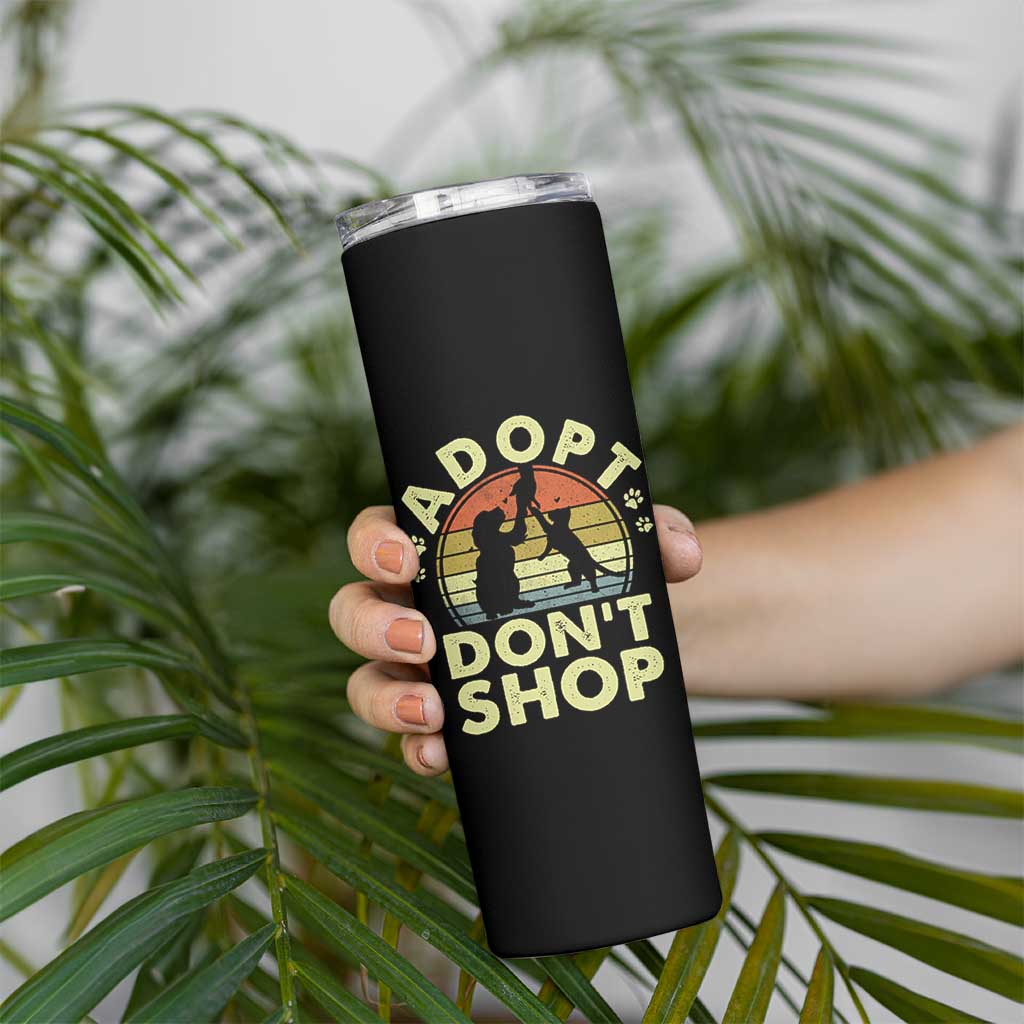 Adopt Dont Shop Skinny Tumbler Vintage Retro Cat Dog Rescue Animal Lovers Shelter Volunteer - Wonder Print Shop
