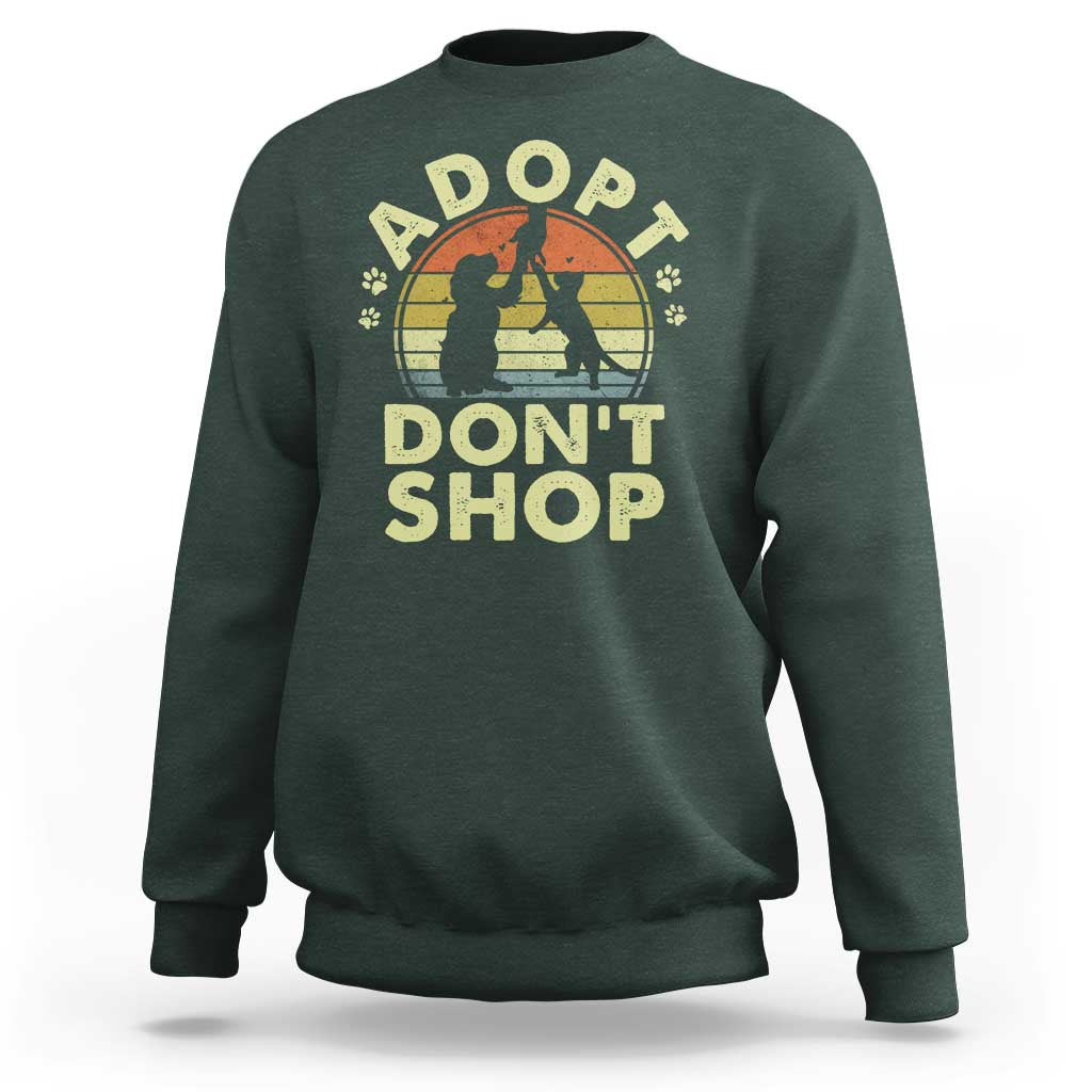 Adopt Dont Shop Sweatshirt Vintage Retro Cat Dog Rescue Animal Lovers Shelter Volunteer - Wonder Print Shop