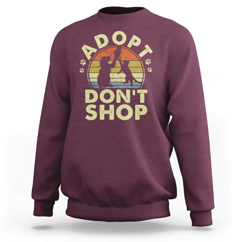 Adopt Dont Shop Sweatshirt Vintage Retro Cat Dog Rescue Animal Lovers Shelter Volunteer - Wonder Print Shop