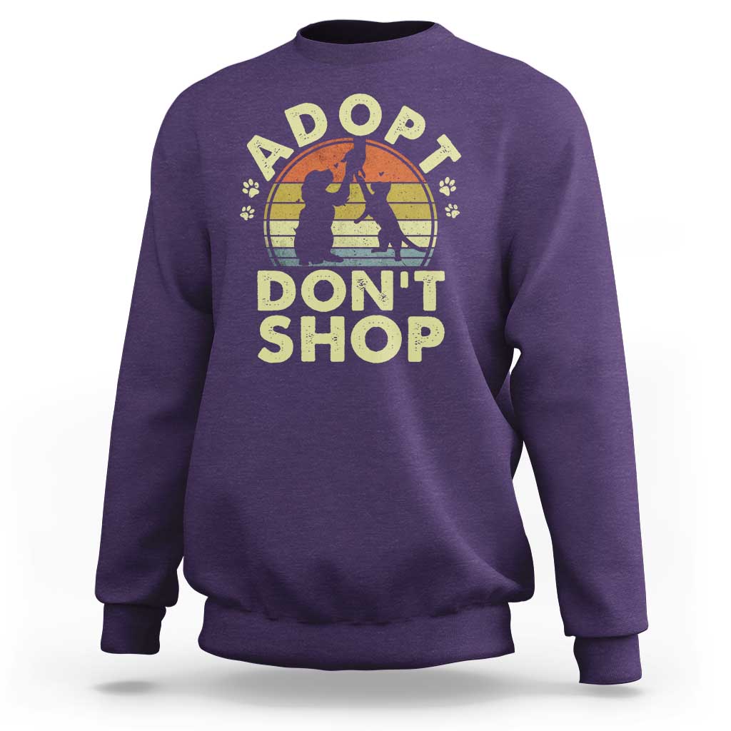 Adopt Dont Shop Sweatshirt Vintage Retro Cat Dog Rescue Animal Lovers Shelter Volunteer - Wonder Print Shop