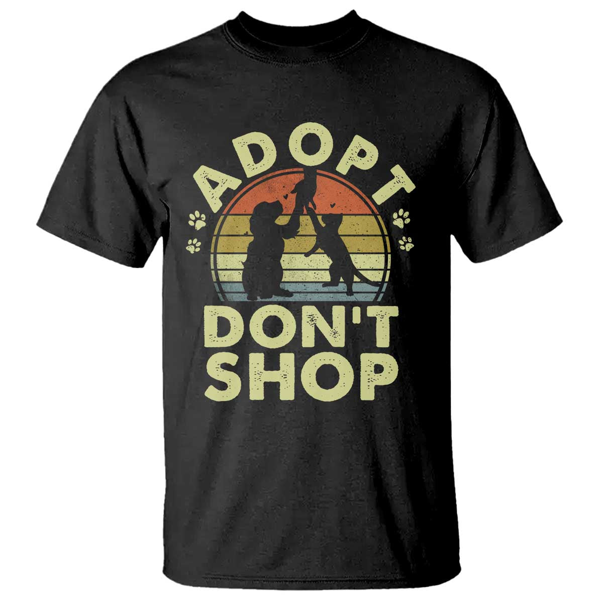 Adopt Dont Shop T Shirt Vintage Retro Cat Dog Rescue Animal Lovers Shelter Volunteer - Wonder Print Shop