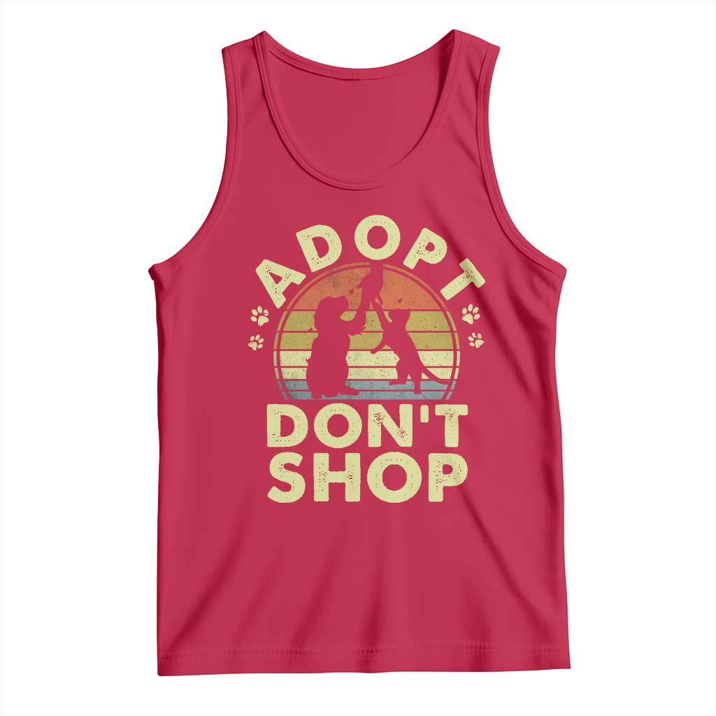 Adopt Dont Shop Tank Top Vintage Retro Cat Dog Rescue Animal Lovers Shelter Volunteer - Wonder Print Shop