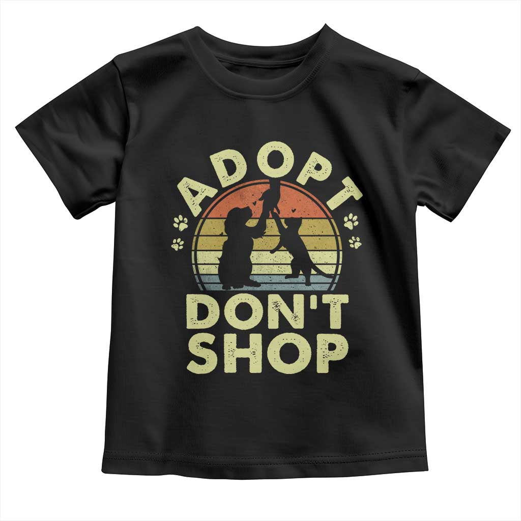 Adopt Dont Shop Toddler T Shirt Vintage Retro Cat Dog Rescue Animal Lovers Shelter Volunteer - Wonder Print Shop