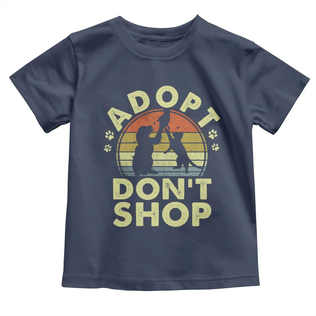 Adopt Dont Shop Toddler T Shirt Vintage Retro Cat Dog Rescue Animal Lovers Shelter Volunteer - Wonder Print Shop