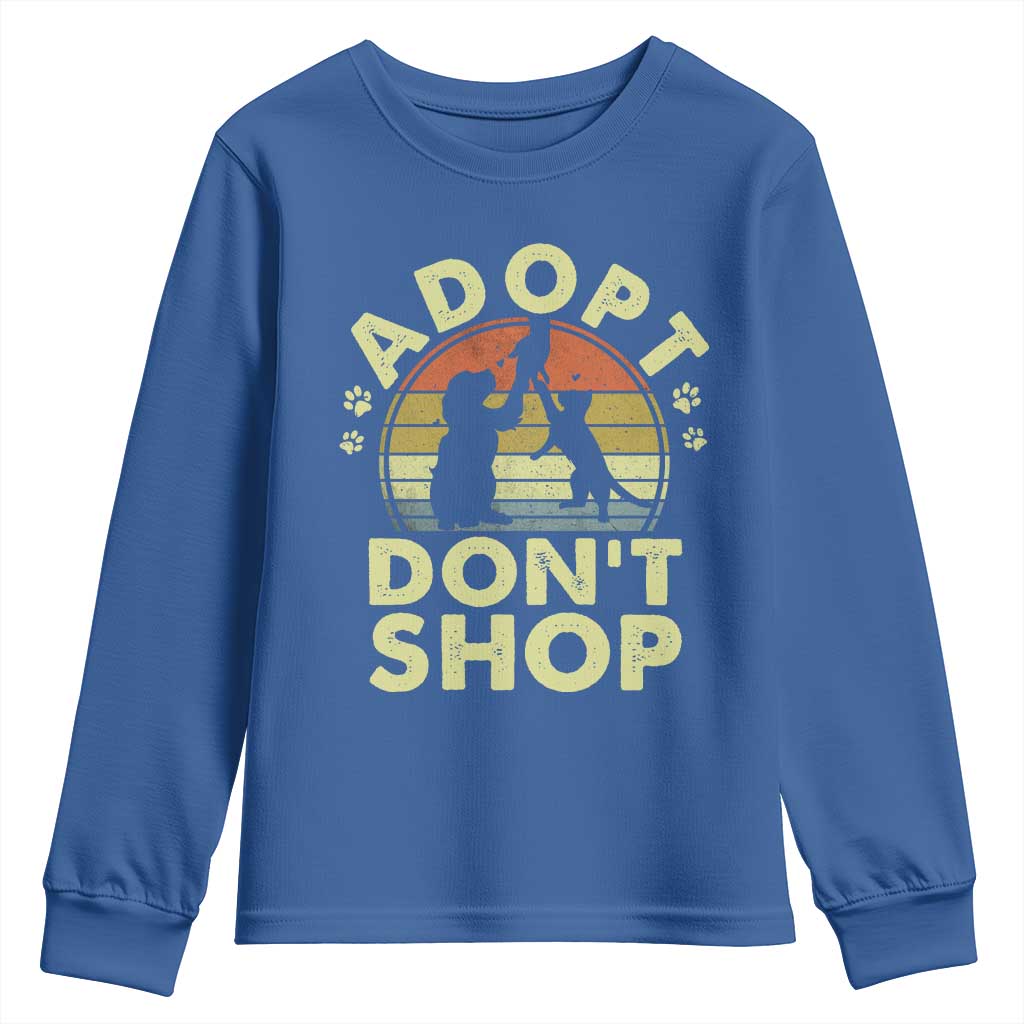 Adopt Dont Shop Youth Sweatshirt Vintage Retro Cat Dog Rescue Animal Lovers Shelter Volunteer - Wonder Print Shop