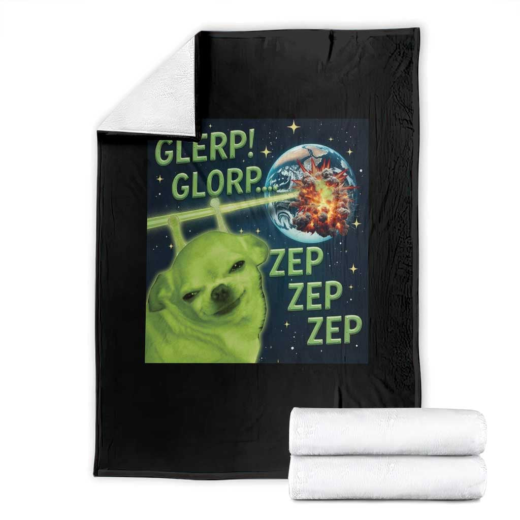 Funny Alien Dog Meme Throw Blanket Glorp Zep Sci-Fi Humor Chihuahua - Wonder Print Shop