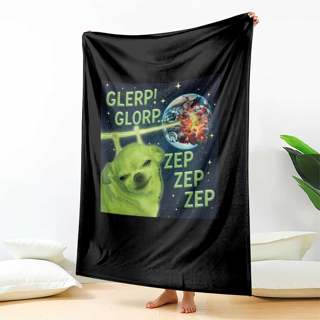 Funny Alien Dog Meme Throw Blanket Glorp Zep Sci-Fi Humor Chihuahua - Wonder Print Shop
