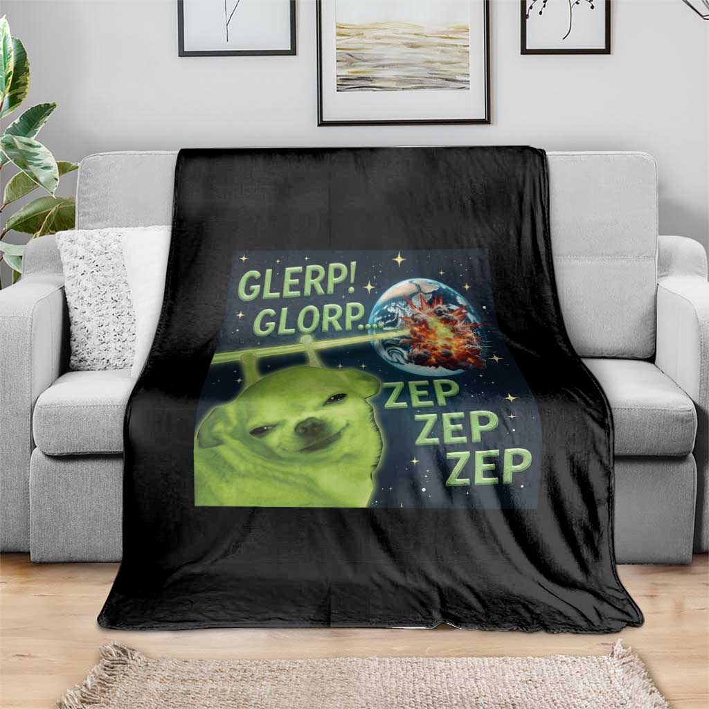 Funny Alien Dog Meme Throw Blanket Glorp Zep Sci-Fi Humor Chihuahua - Wonder Print Shop
