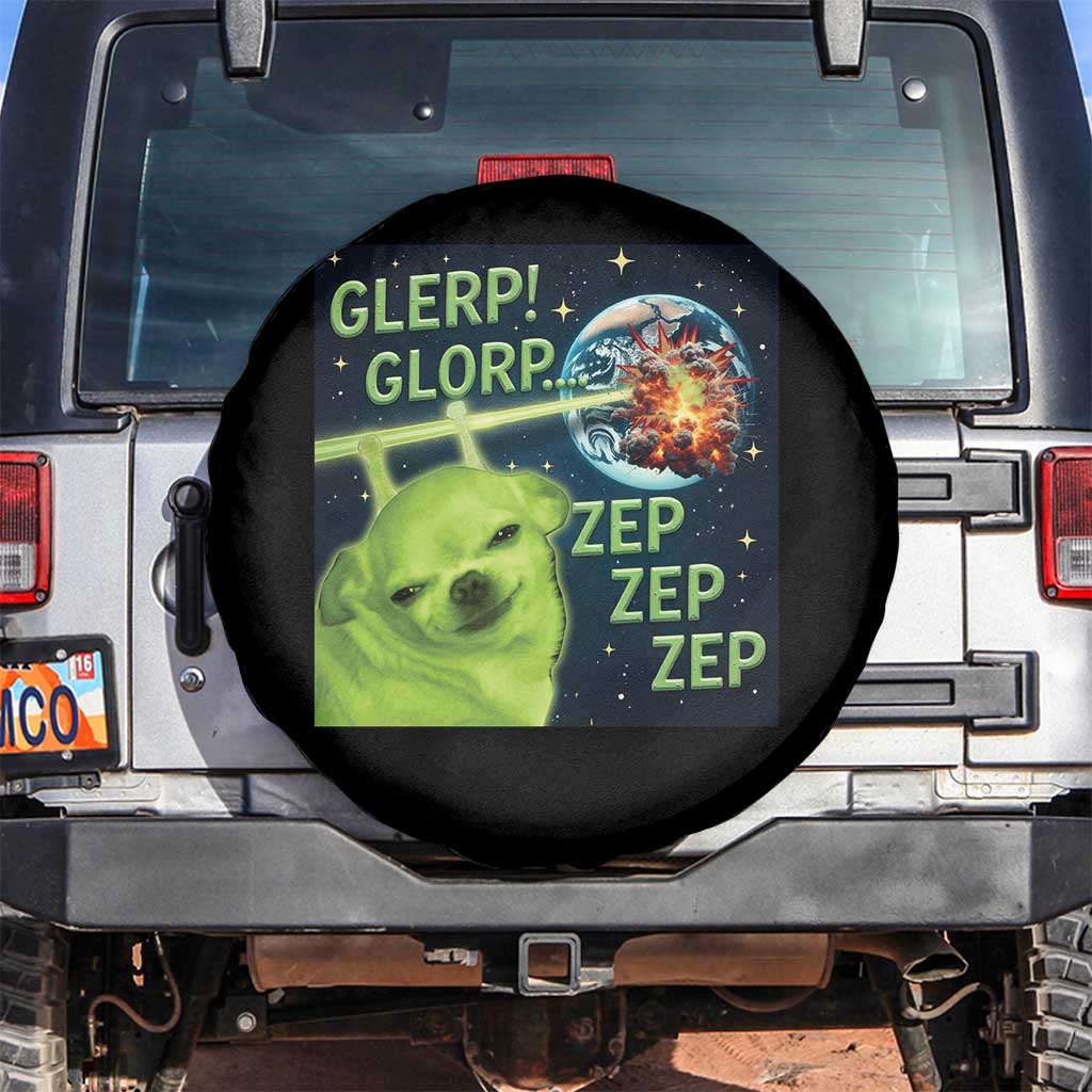 Funny Alien Dog Meme Spare Tire Cover Glorp Zep Sci-Fi Humor Chihuahua - Wonder Print Shop