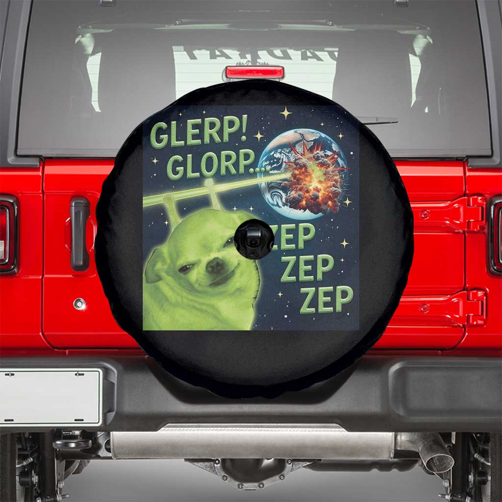 Funny Alien Dog Meme Spare Tire Cover Glorp Zep Sci-Fi Humor Chihuahua - Wonder Print Shop