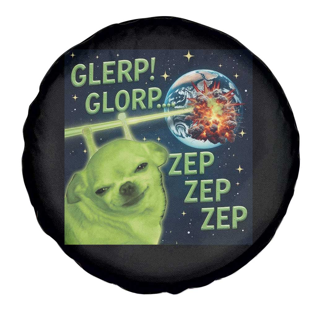 Funny Alien Dog Meme Spare Tire Cover Glorp Zep Sci-Fi Humor Chihuahua - Wonder Print Shop