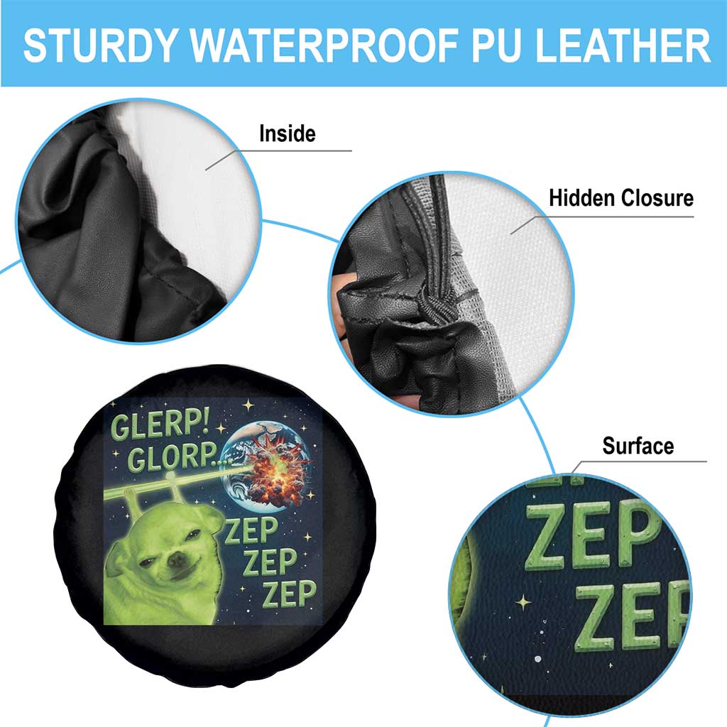 Funny Alien Dog Meme Spare Tire Cover Glorp Zep Sci-Fi Humor Chihuahua - Wonder Print Shop
