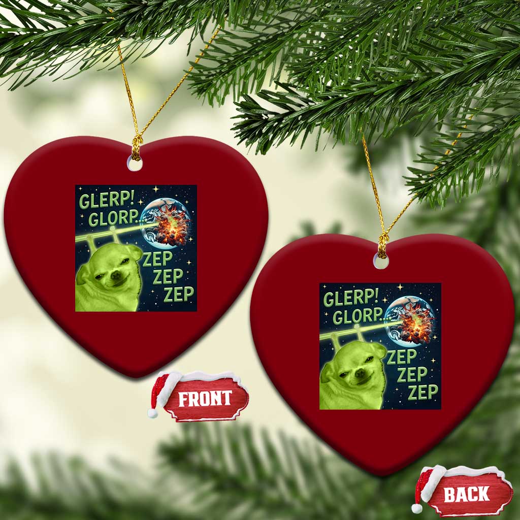Funny Alien Dog Meme Ceramic Ornament Glorp Zep Sci-Fi Humor Chihuahua - Wonder Print Shop