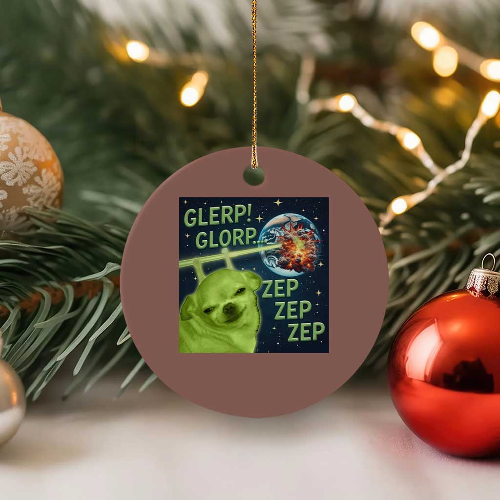 Funny Alien Dog Meme Ceramic Ornament Glorp Zep Sci-Fi Humor Chihuahua - Wonder Print Shop
