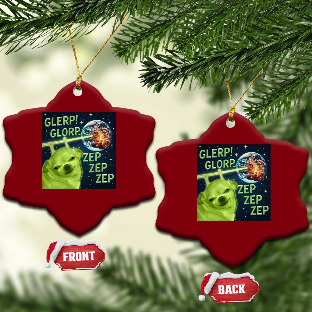 Funny Alien Dog Meme Ceramic Ornament Glorp Zep Sci-Fi Humor Chihuahua - Wonder Print Shop