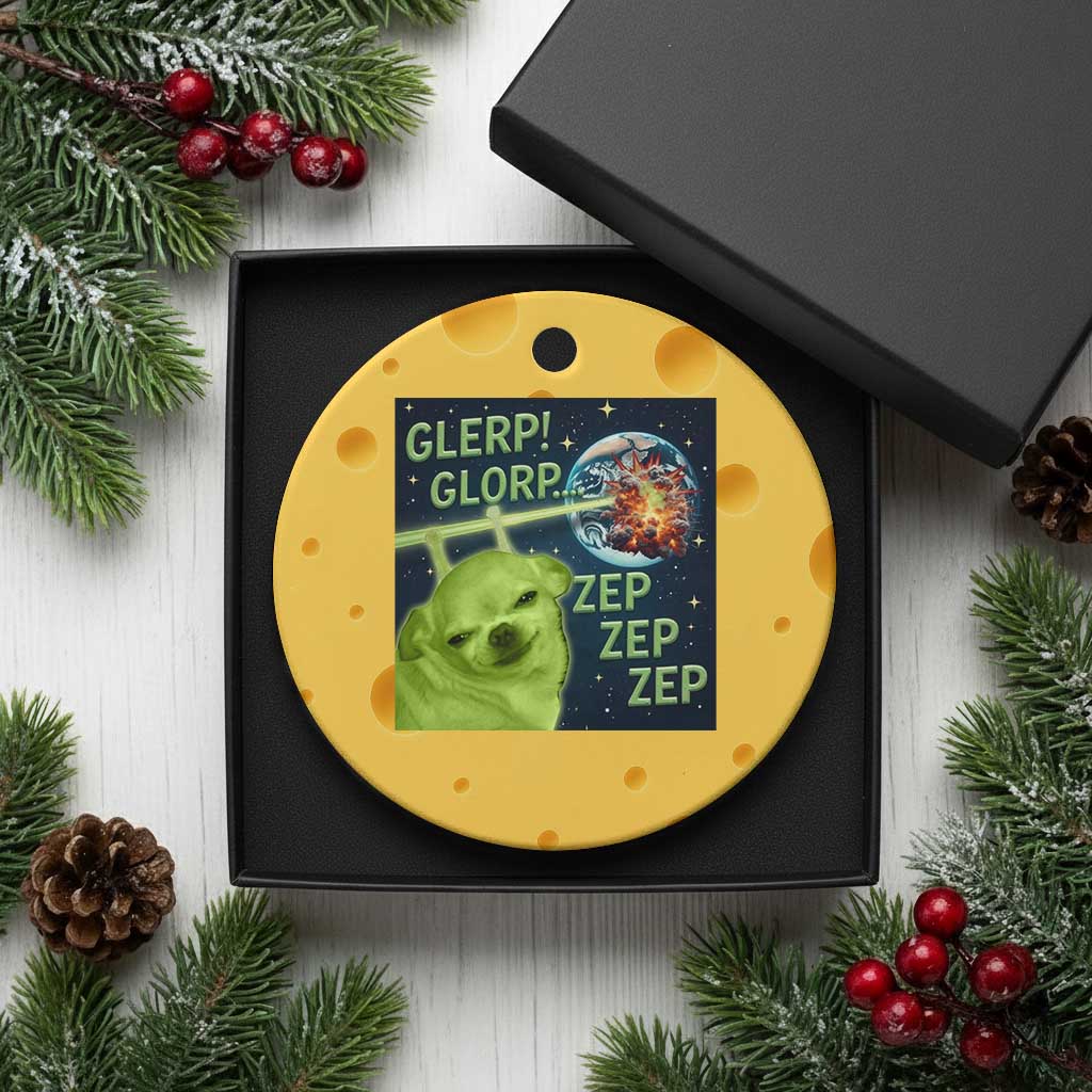 Funny Alien Dog Meme Ceramic Ornament Glorp Zep Sci-Fi Humor Chihuahua - Wonder Print Shop