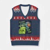 Funny Alien Dog Meme V-Neck Knit Sweater Vest Glorp Zep Sci-Fi Humor Chihuahua - Wonder Print Shop
