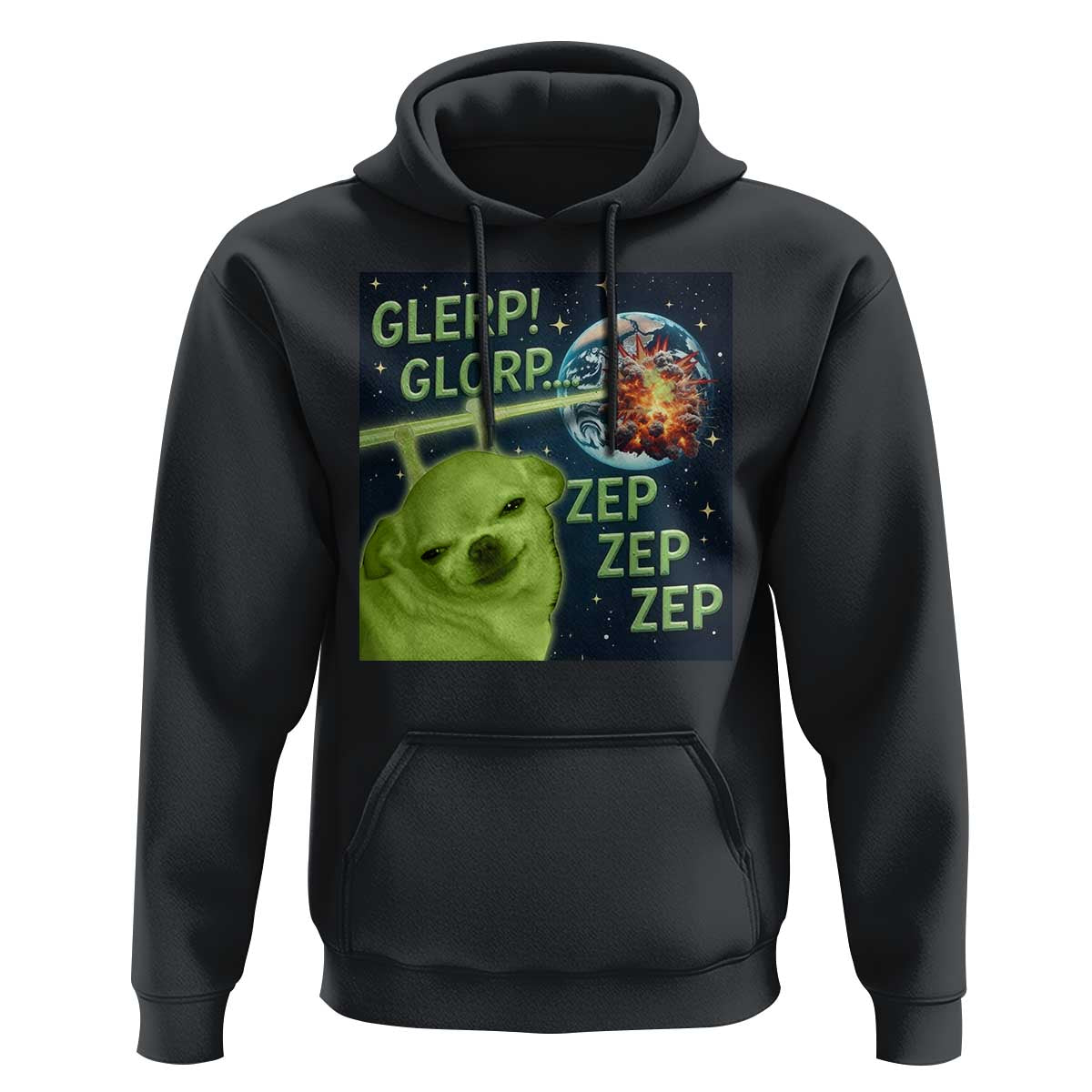 Funny Alien Dog Meme Hoodie Glorp Zep Sci-Fi Humor Chihuahua - Wonder Print Shop
