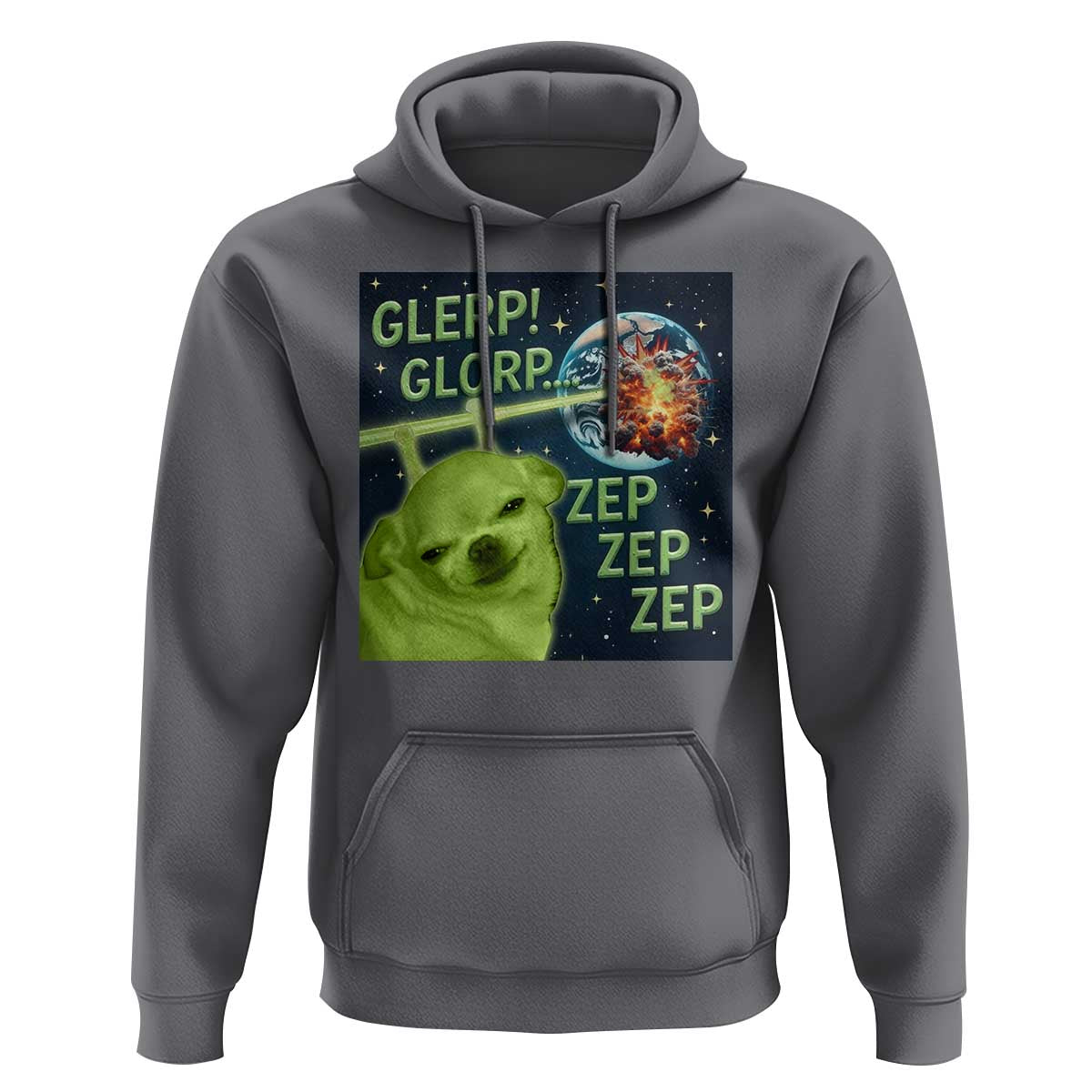 Funny Alien Dog Meme Hoodie Glorp Zep Sci-Fi Humor Chihuahua - Wonder Print Shop
