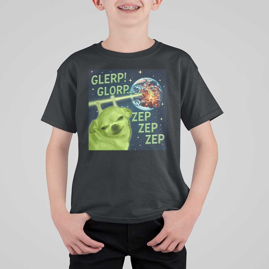 Funny Alien Dog Meme T Shirt For Kid Glorp Zep Sci-Fi Humor Chihuahua - Wonder Print Shop