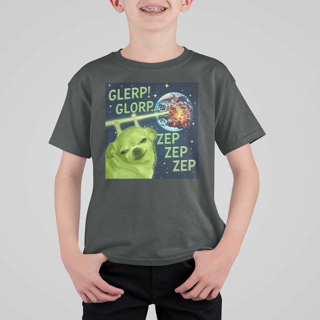 Funny Alien Dog Meme T Shirt For Kid Glorp Zep Sci-Fi Humor Chihuahua - Wonder Print Shop